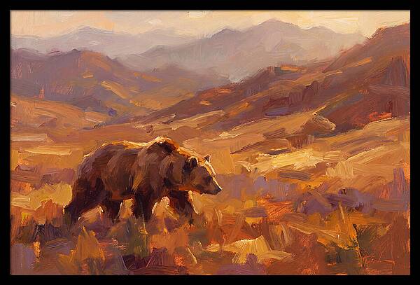 Brown Bear In Golden Landscape