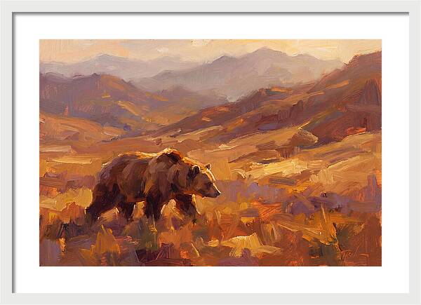 Brown Bear In Golden Landscape