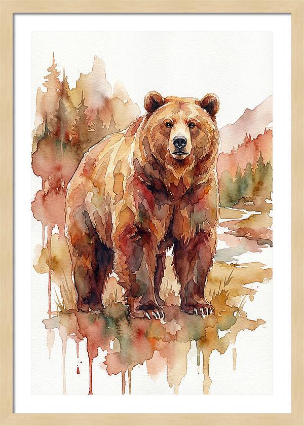 Brown Bear In Watercolor
