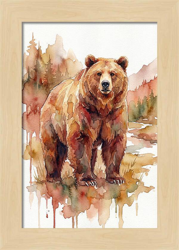 Brown Bear In Watercolor