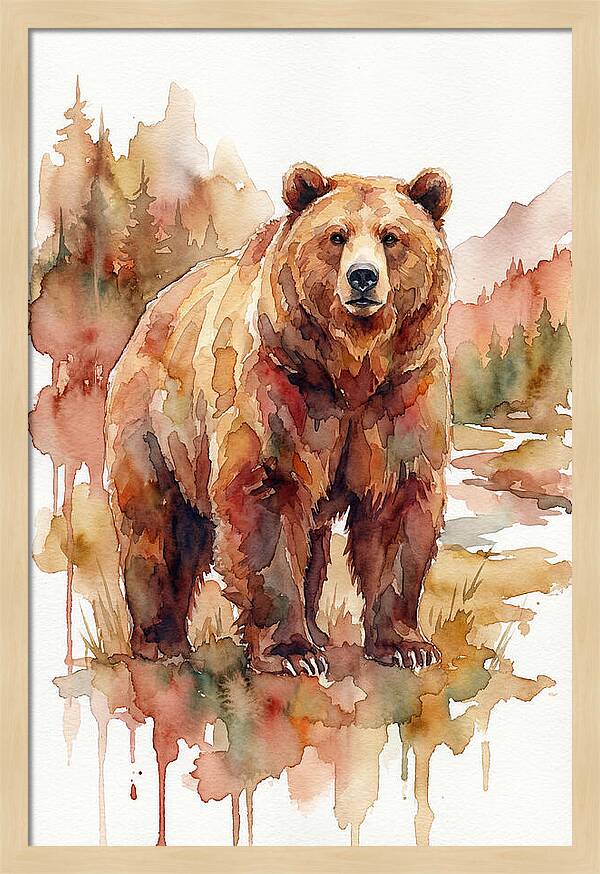 Brown Bear In Watercolor