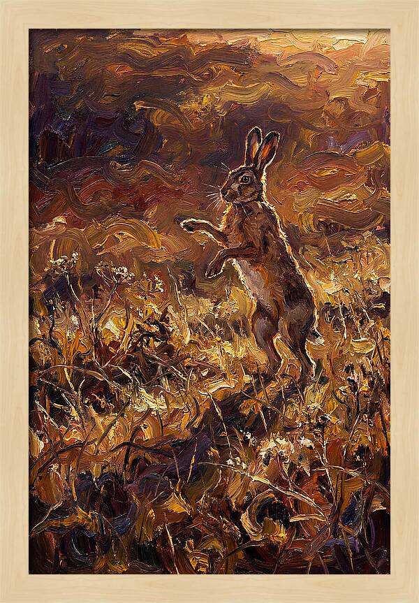 Brown Hare Boxing In Spring Field
