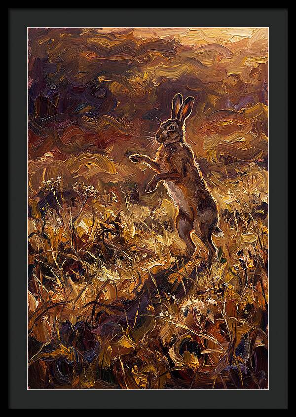 Brown Hare Boxing In Spring Field