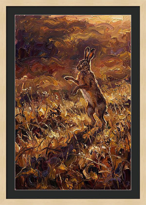 Brown Hare Boxing In Spring Field