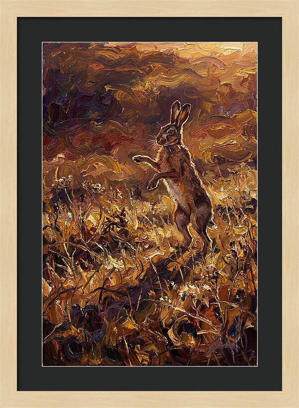Brown Hare Boxing In Spring Field