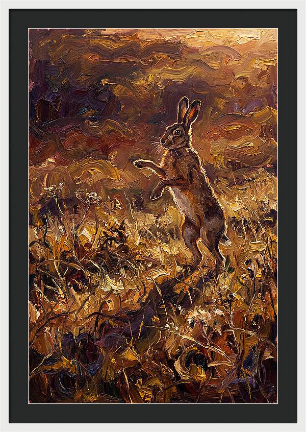 Brown Hare Boxing In Spring Field