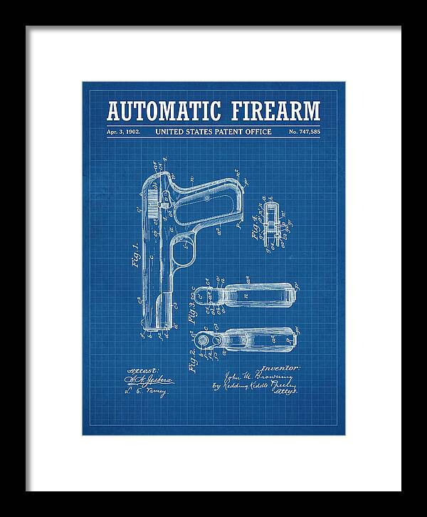 Browning Automatic Pistol Blueprint Patent Us747585