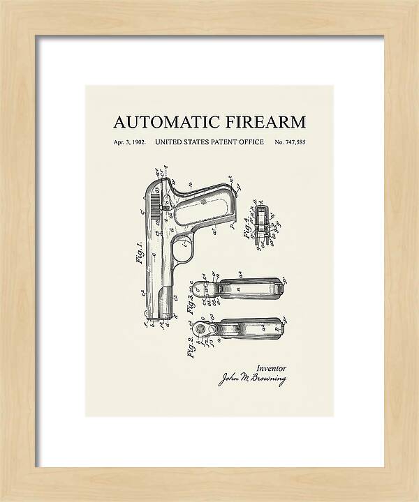 Browning Automatic Pistol Minimalist Patent Us747585