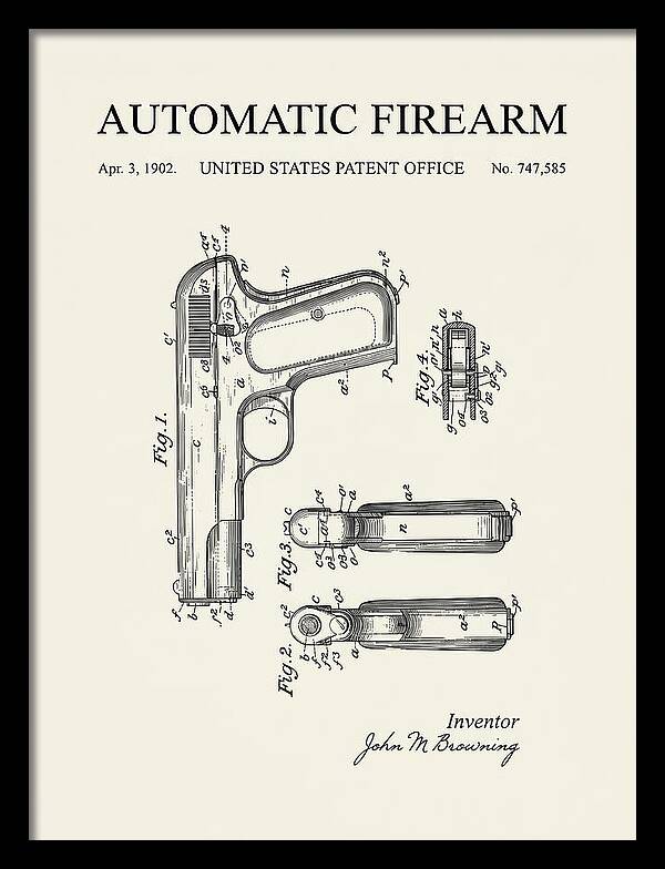 Browning Automatic Pistol Minimalist Patent Us747585