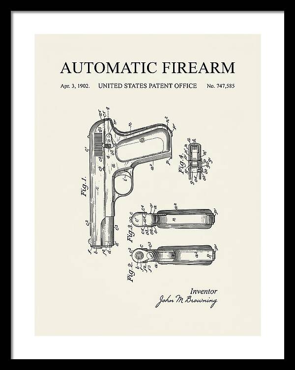 Browning Automatic Pistol Minimalist Patent Us747585