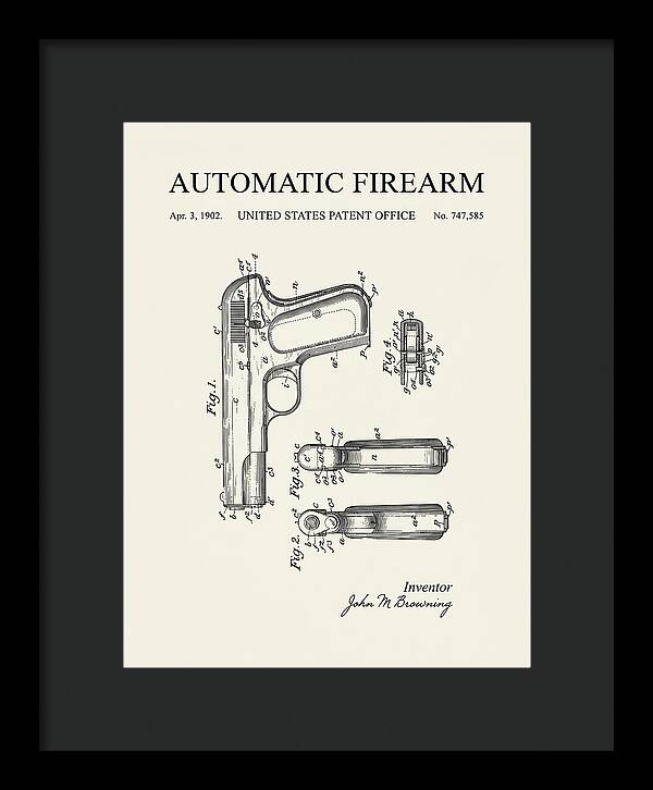 Browning Automatic Pistol Minimalist Patent Us747585