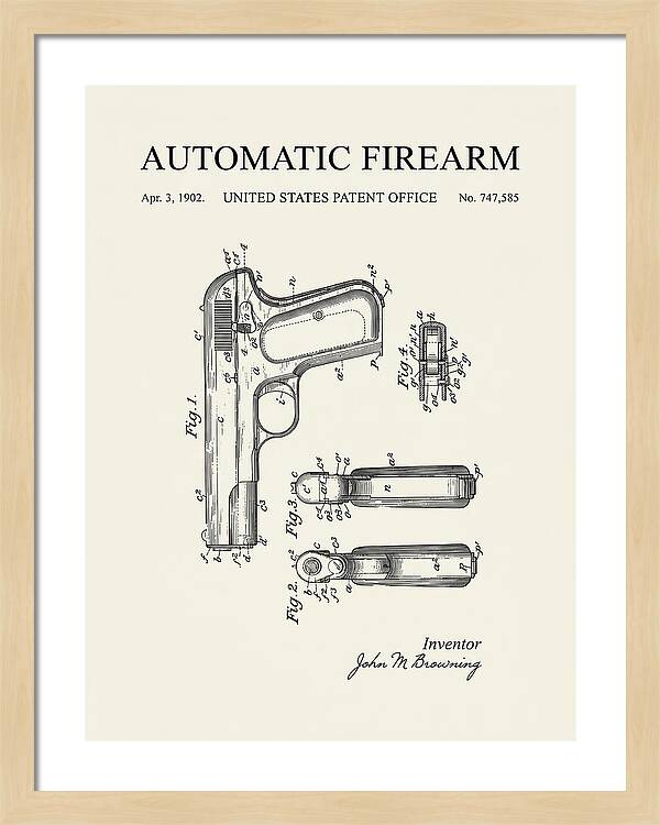 Browning Automatic Pistol Minimalist Patent Us747585