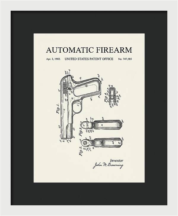 Browning Automatic Pistol Minimalist Patent Us747585