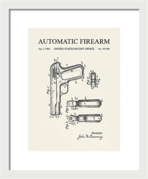 Browning Automatic Pistol Minimalist Patent Us747585