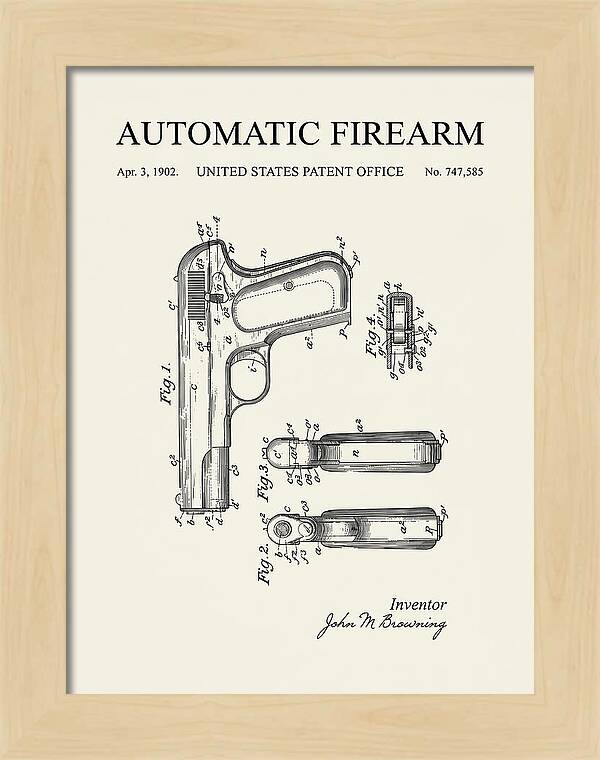 Browning Automatic Pistol Minimalist Patent Us747585