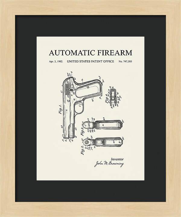 Browning Automatic Pistol Minimalist Patent Us747585