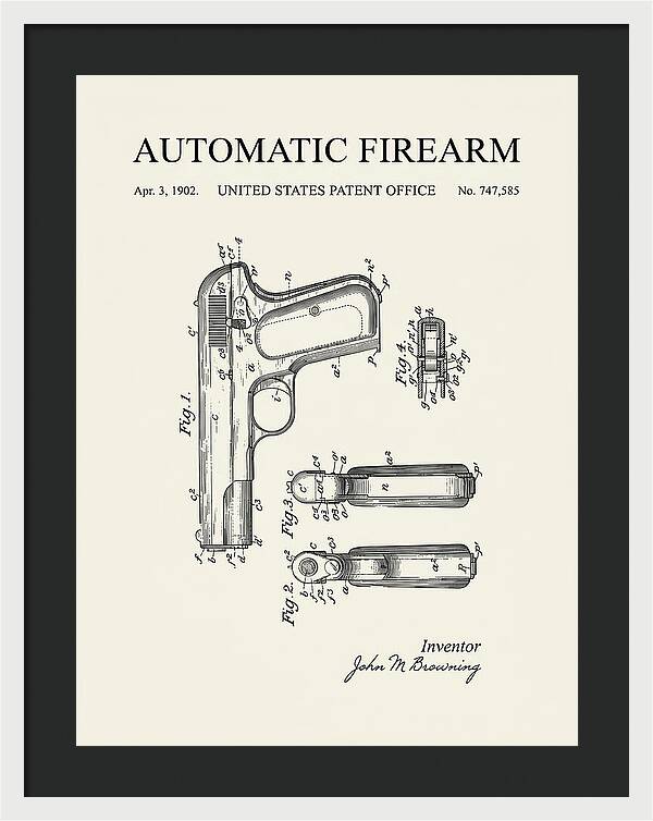 Browning Automatic Pistol Minimalist Patent Us747585