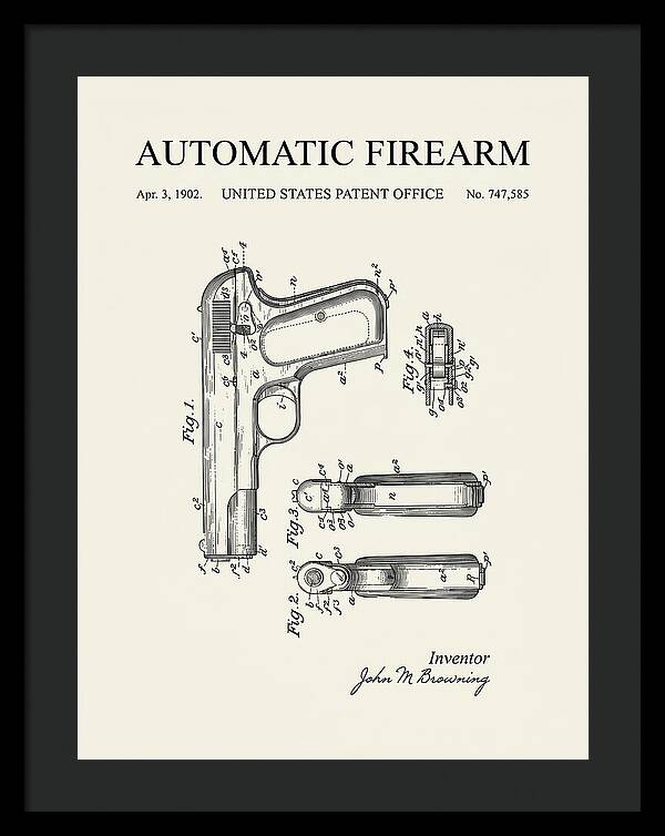 Browning Automatic Pistol Minimalist Patent Us747585