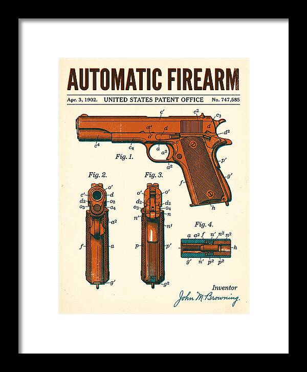 Browning Automatic Pistol Retro Patent Us747585