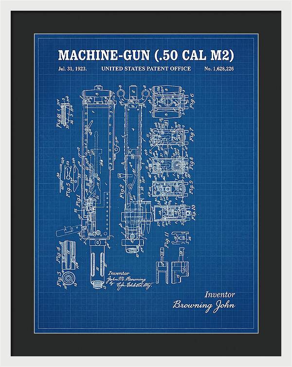 Browning M2 Machine Gun .50 Cal Blueprint Patent Us1628226
