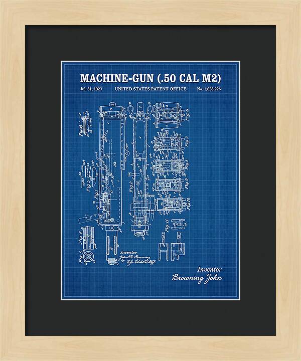 Browning M2 Machine Gun .50 Cal Blueprint Patent Us1628226