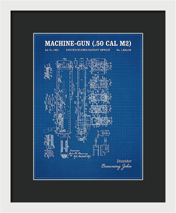 Browning M2 Machine Gun .50 Cal Blueprint Patent Us1628226