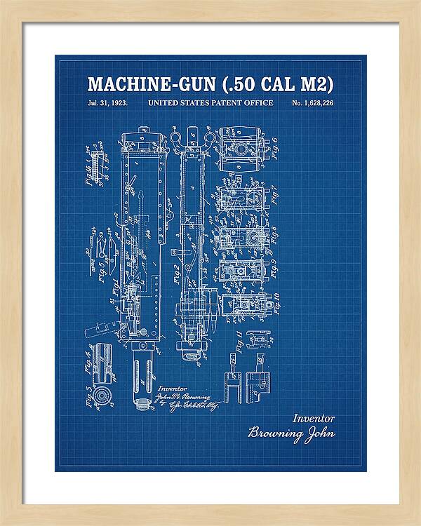 Browning M2 Machine Gun .50 Cal Blueprint Patent Us1628226