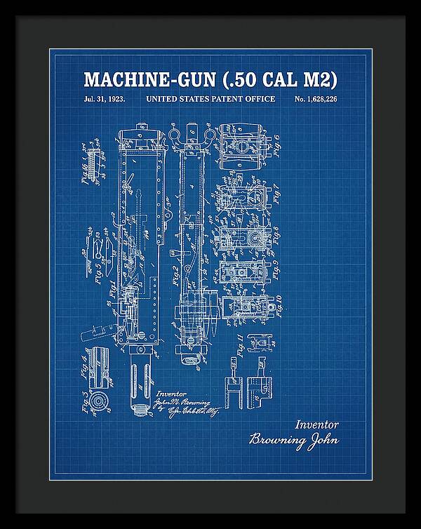 Browning M2 Machine Gun .50 Cal Blueprint Patent Us1628226