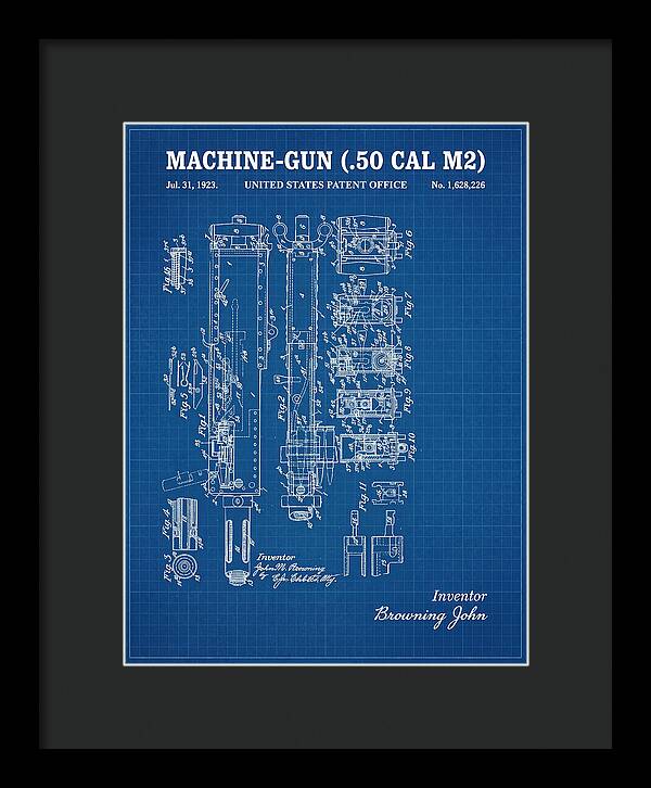 Browning M2 Machine Gun .50 Cal Blueprint Patent Us1628226