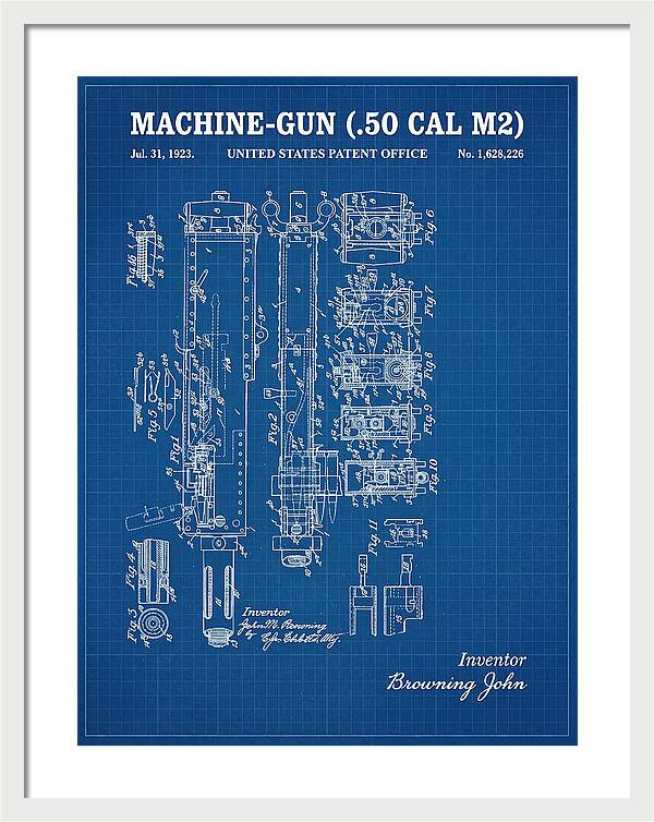 Browning M2 Machine Gun .50 Cal Blueprint Patent Us1628226