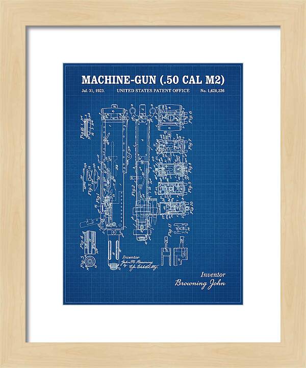 Browning M2 Machine Gun .50 Cal Blueprint Patent Us1628226
