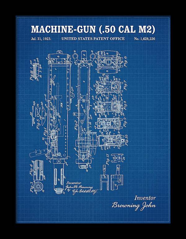 Browning M2 Machine Gun .50 Cal Blueprint Patent Us1628226