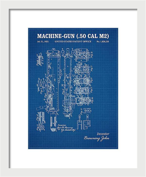Browning M2 Machine Gun .50 Cal Blueprint Patent Us1628226