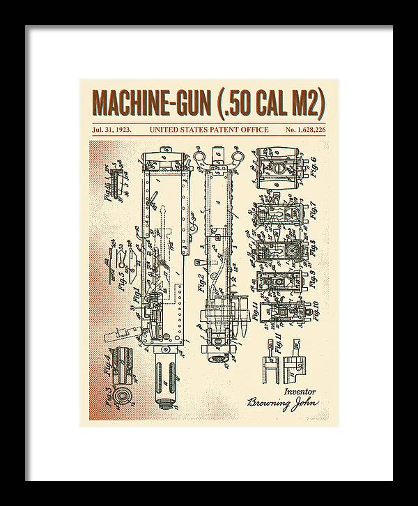 Browning M2 Machine Gun .50 Cal Retro Patent Us1628226
