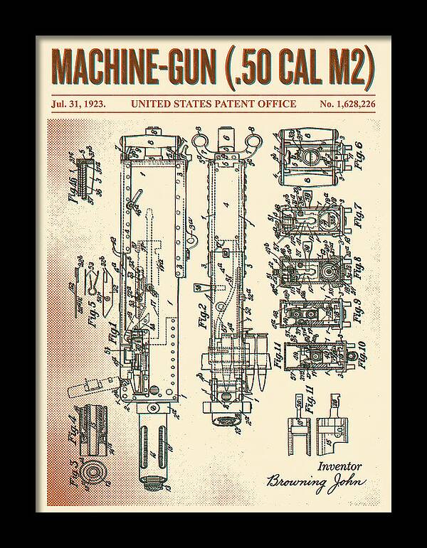 Browning M2 Machine Gun .50 Cal Retro Patent Us1628226
