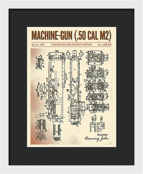 Browning M2 Machine Gun .50 Cal Retro Patent Us1628226