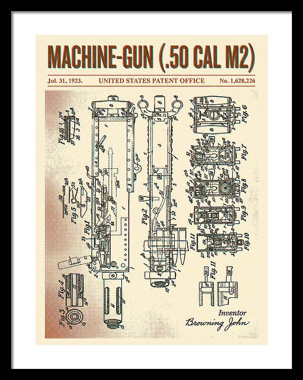 Browning M2 Machine Gun .50 Cal Retro Patent Us1628226