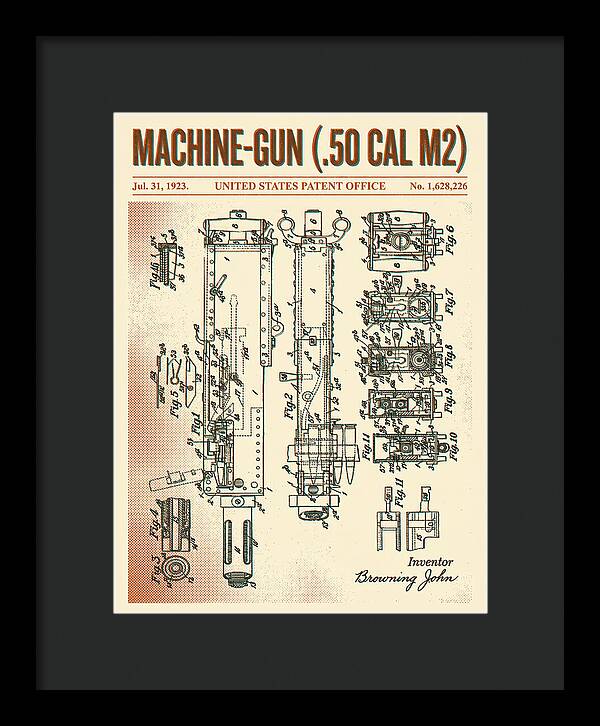 Browning M2 Machine Gun .50 Cal Retro Patent Us1628226