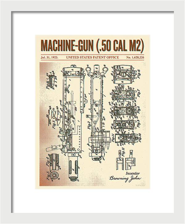 Browning M2 Machine Gun .50 Cal Retro Patent Us1628226