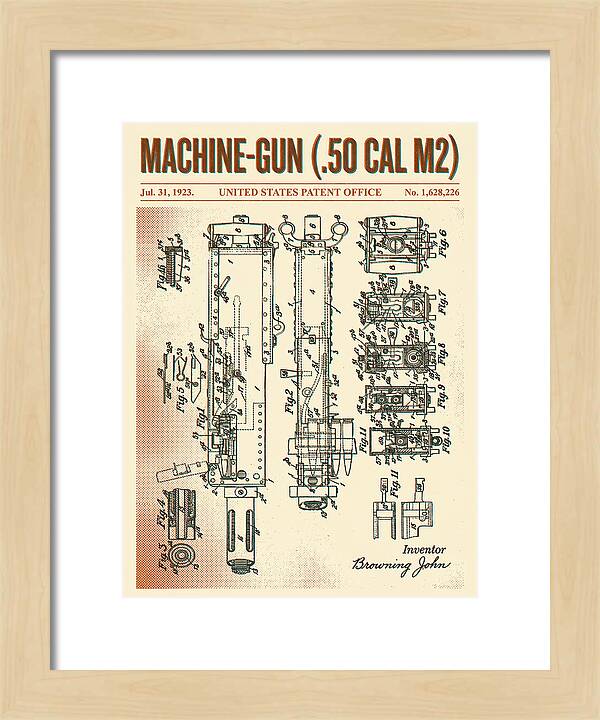 Browning M2 Machine Gun .50 Cal Retro Patent Us1628226