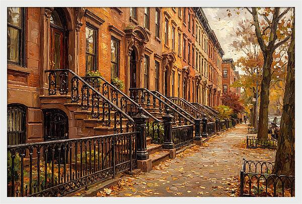 Brownstone Elegance In Autumn
