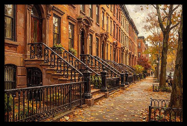 Brownstone Elegance In Autumn