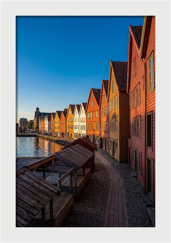 Bryggen Wharf At Golden Hour
