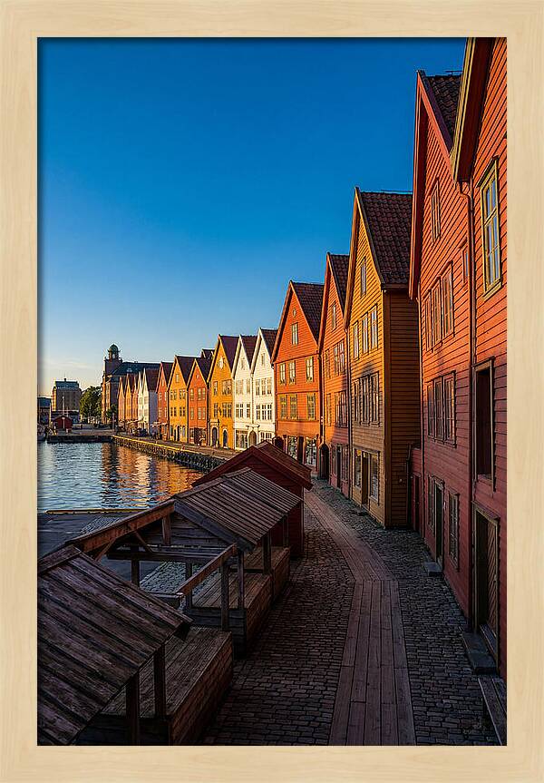Bryggen Wharf At Golden Hour