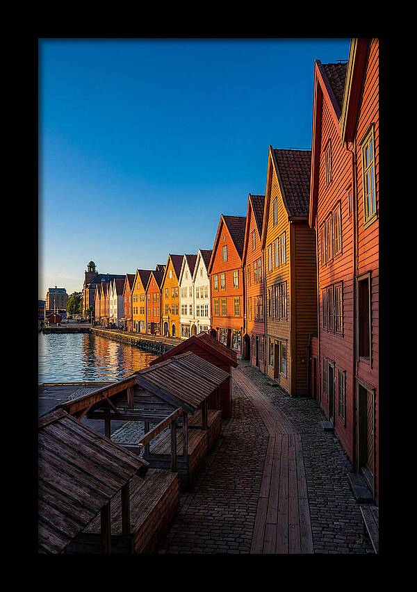Bryggen Wharf At Golden Hour
