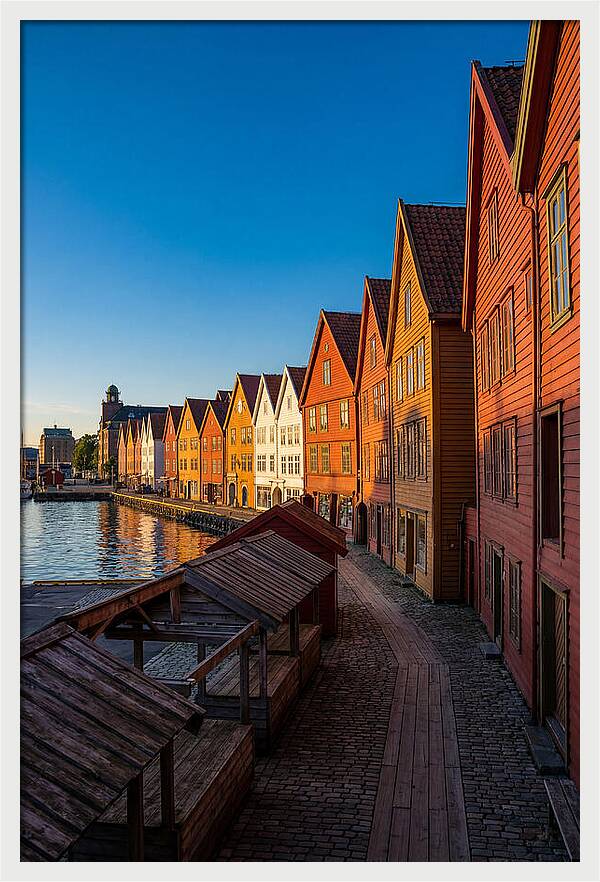 Bryggen Wharf At Golden Hour