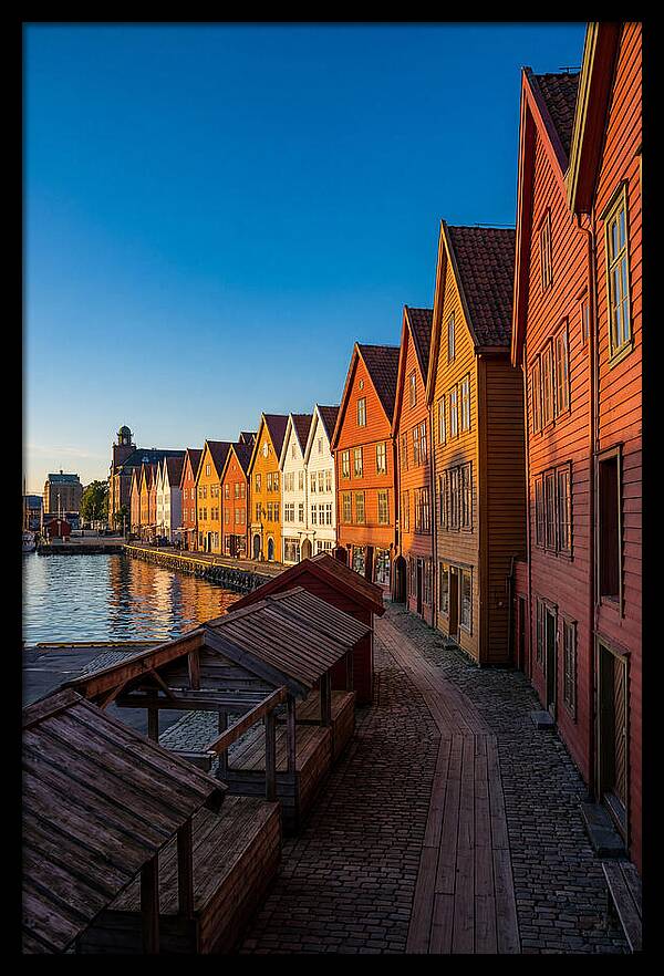 Bryggen Wharf At Golden Hour