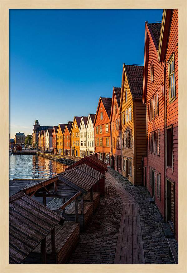 Bryggen Wharf At Golden Hour