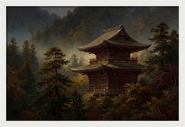 Buddhist Temple Amidst Nature