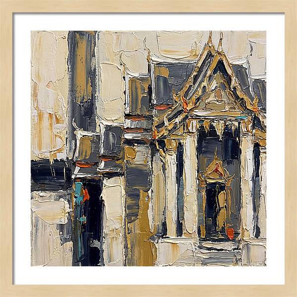 Buddhist Temple In Palette Knife Style